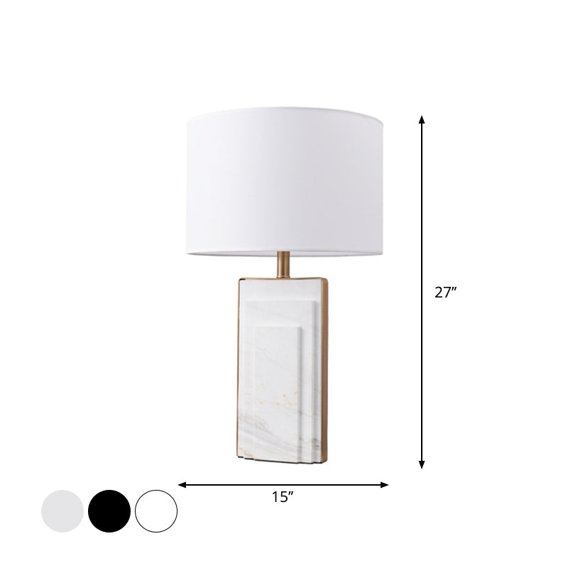 Sleek Marble Stand Bedside Table Lamp: Minimalist Cylindrical Night Light (Black/White/Ivory)