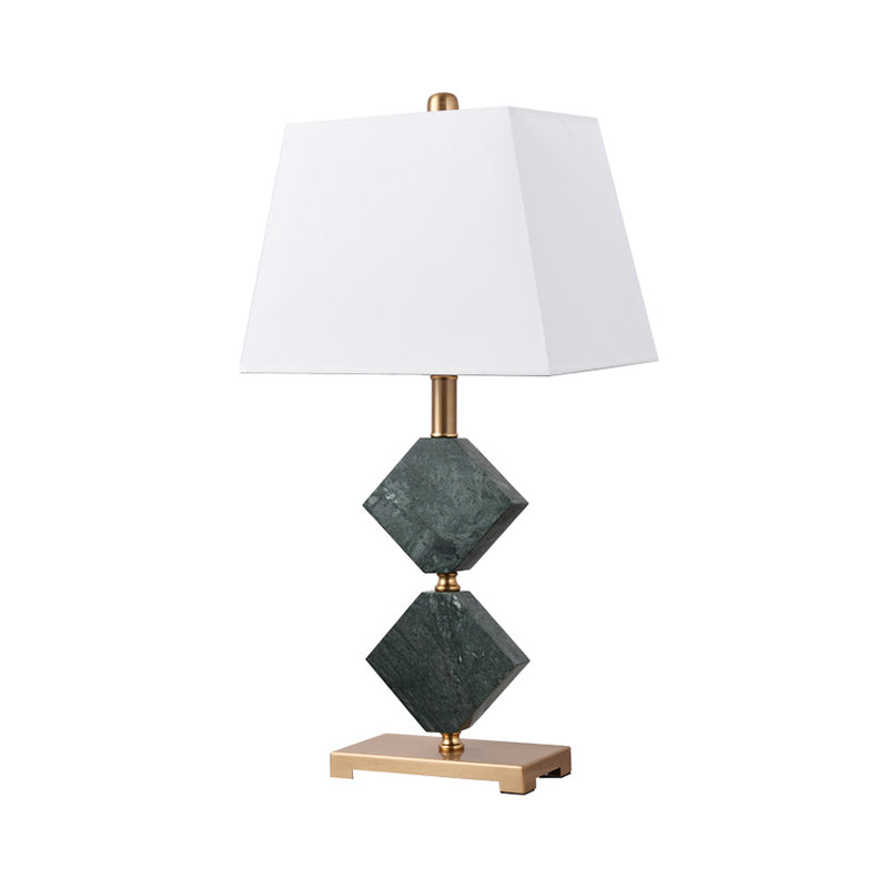 Modern Black Trapezoid Table Lamp With Rhombus Marble Accent - Sleek Living Room Nightstand Light