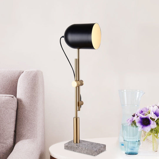 Modern Adjustable Arm Desk Light With Metal Base: Brass And Black Designer Task Lamp