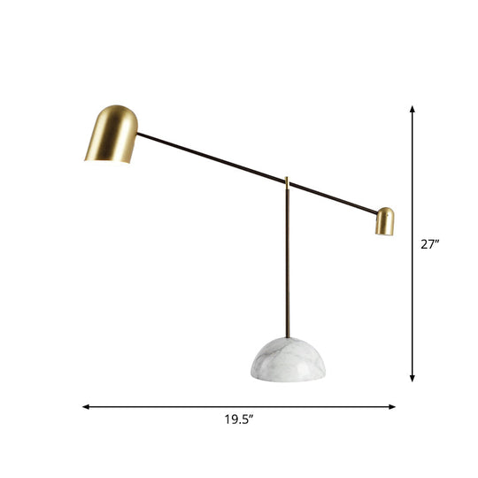 Post-Modern Brass Dome Night Table Light With Marble Base