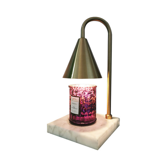 Mid-Century Metal Cone Night Lamp With Gooseneck 1 Bulb Black/White/Gold - Bedroom Table Lighting