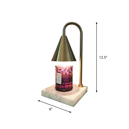 Léa - Mid-Century Cone Night Lamp: Sleek Metal Gooseneck Table Lighting with