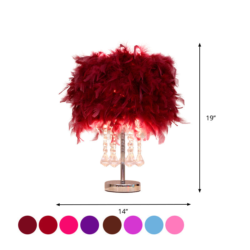 Modern Red/Pink/Rose Red Crystal Droplet Night Lamp For Round Dining Room Table