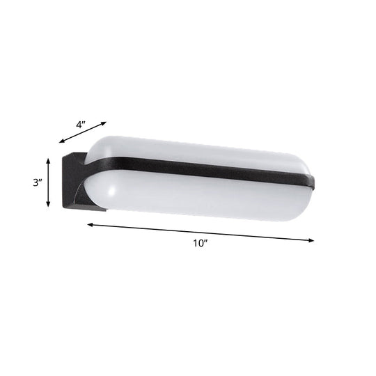 Modern Black Acrylic Wall Sconce With Flush Capsule Design And Half-Bulb Mounting