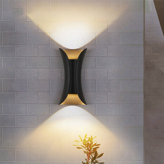 Modern Led Wall Sconce Metal Flared Design | Small/Large 2 Bulbs Black/White/White-Gold Up/Down