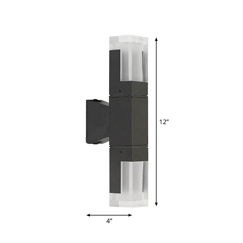 Minimalist Led Courtyard Wall Lamp In Black With Warm/White Light And Acrylic 1/2 Head Sconce