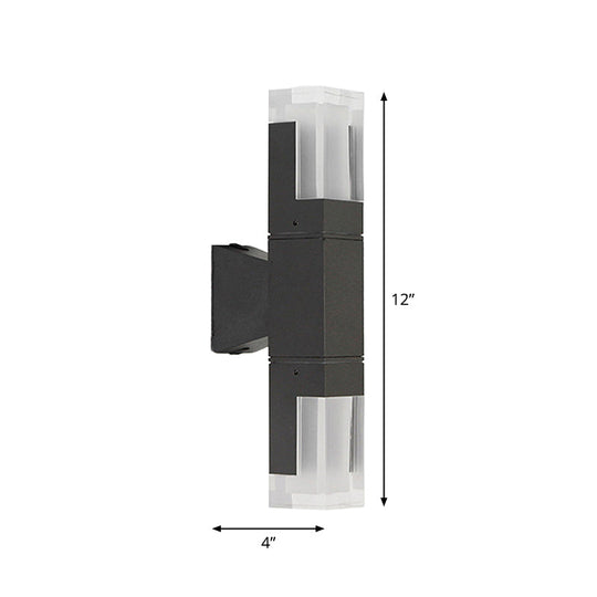 Minimalist Led Courtyard Wall Lamp In Black With Warm/White Light And Acrylic 1/2 Head Sconce