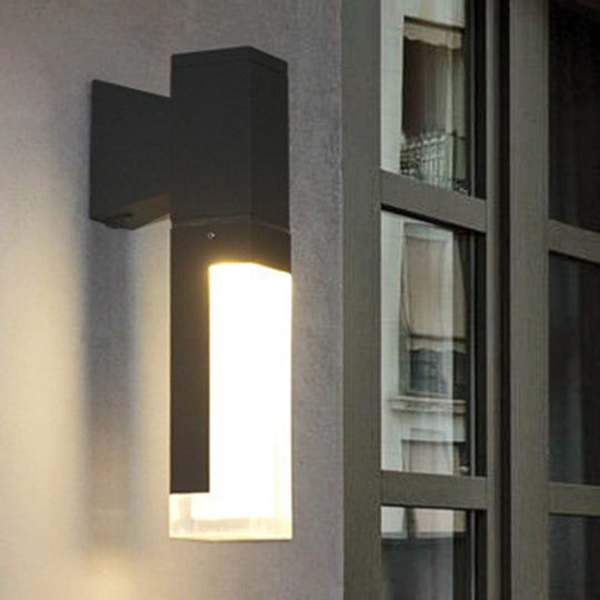 Minimalist Led Courtyard Wall Lamp In Black With Warm/White Light And Acrylic 1/2 Head Sconce 1 /