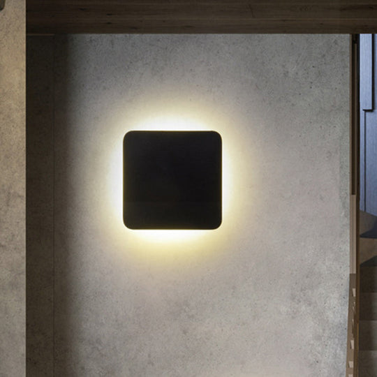 Minimalist Aluminum Flush Mount Wall Lamp With Led Sconce Light For Hallways - Black