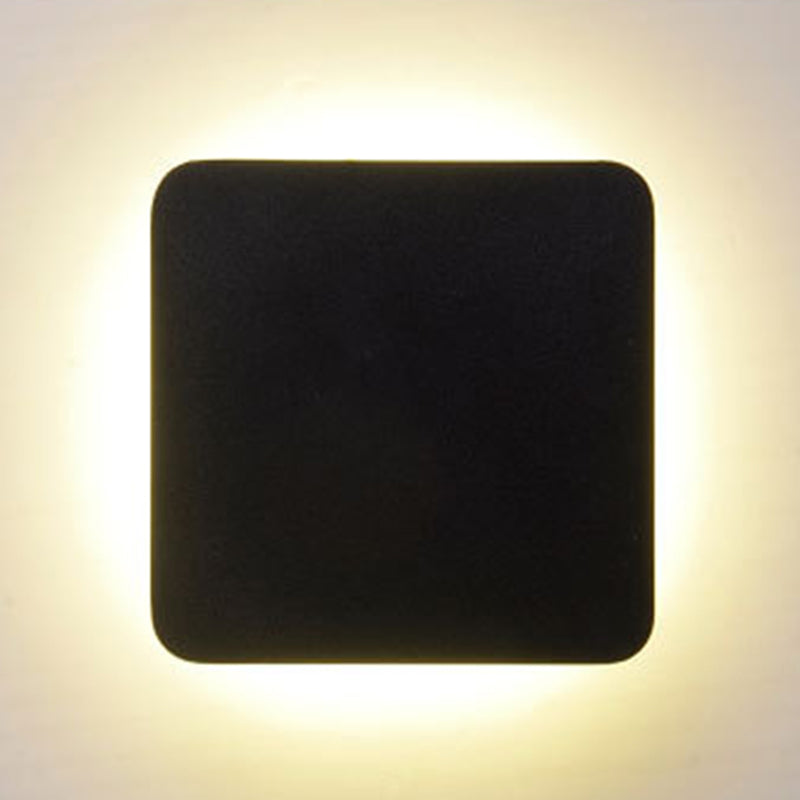 Minimalist Aluminum Flush Mount Wall Lamp With Led Sconce Light For Hallways - Black / Square Plate