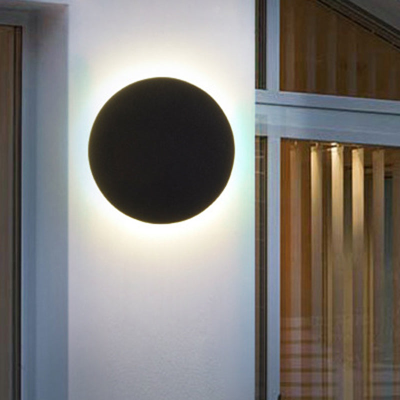 Minimalist Aluminum Flush Mount Wall Lamp With Led Sconce Light For Hallways - Black / Round