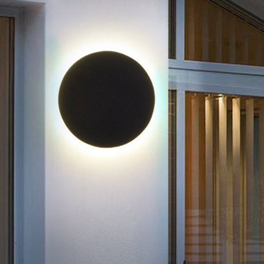 Minimalist Aluminum Flush Mount Wall Lamp With Led Sconce Light For Hallways - Black / Round