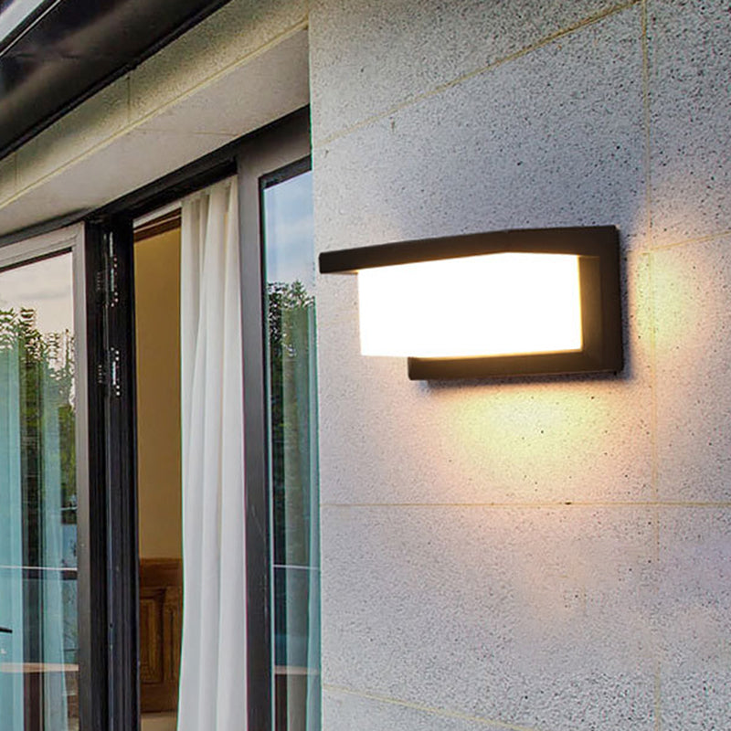 Contemporary Black Led Wall Lamp For Courtyard - Flush Mount Sconce / A