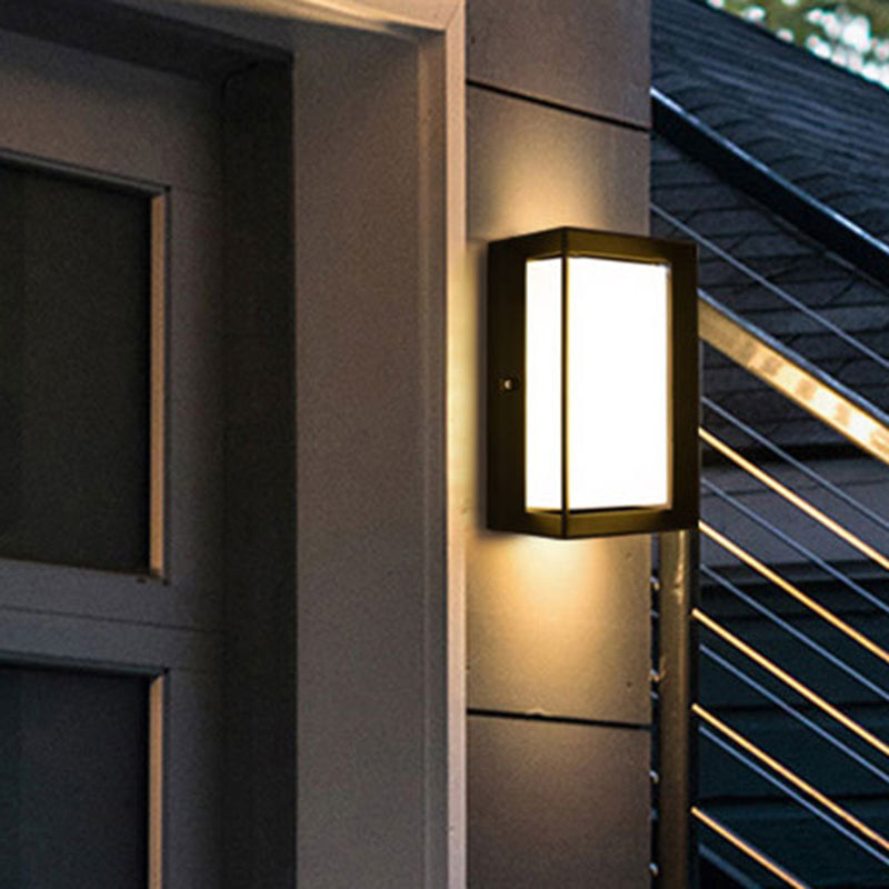 Contemporary Black Led Wall Lamp For Courtyard - Flush Mount Sconce / C