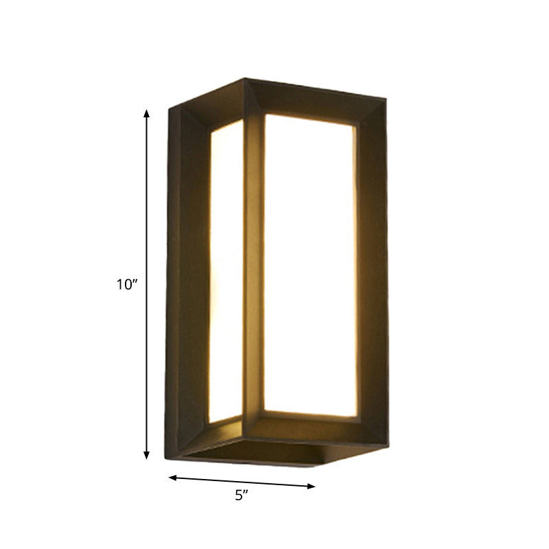 Contemporary Black Led Wall Lamp For Courtyard - Flush Mount Sconce