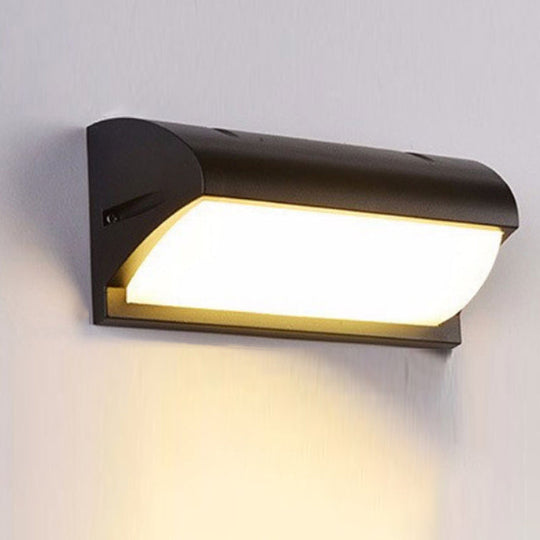 Contemporary Black Led Wall Lamp For Courtyard - Flush Mount Sconce