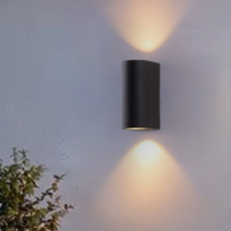 Black Aluminum Led Outdoor Cylinder Wall Light - Minimalist Flush Sconce