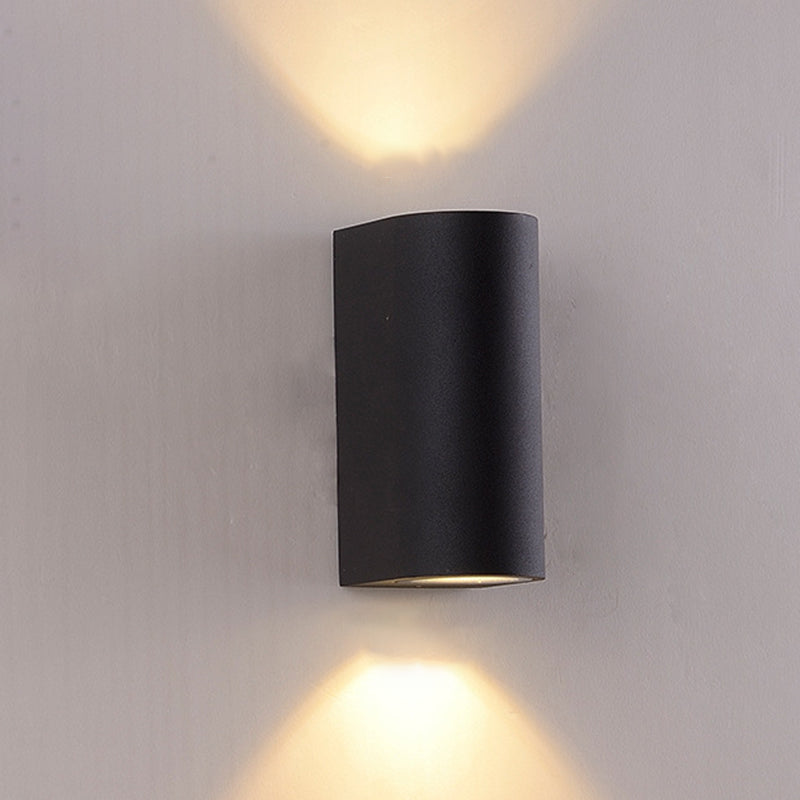 Black Aluminum Led Outdoor Cylinder Wall Light - Minimalist Flush Sconce