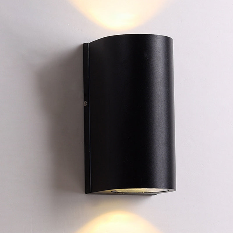 Black Aluminum Led Outdoor Cylinder Wall Light - Minimalist Flush Sconce / Large B