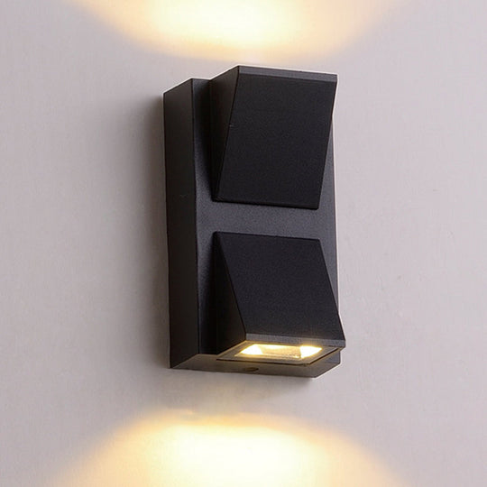 Sleek Metal Led Flush Mount Wall Sconce For Porch - Rectangle Cylinder Triangle Shapes Simplicity