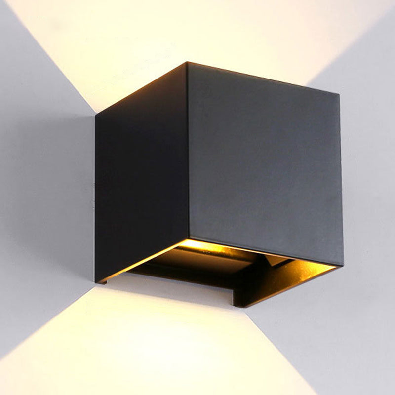 Nordic Metal Black Wall Lamp: Cube/Triangle/Cylinder Led Sconce For Outdoor