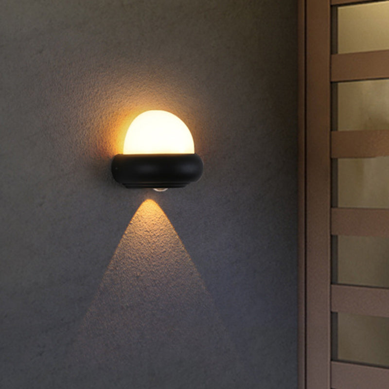 Contemporary Black Flush Wall Sconce With 1/2-Light For Patio - Plastic Ball / A