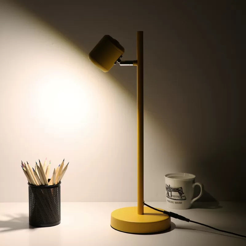 Rotatable Childrens Bedroom Desk Light Metal Macaron Reading Lamp With Plug-In Cord Yellow