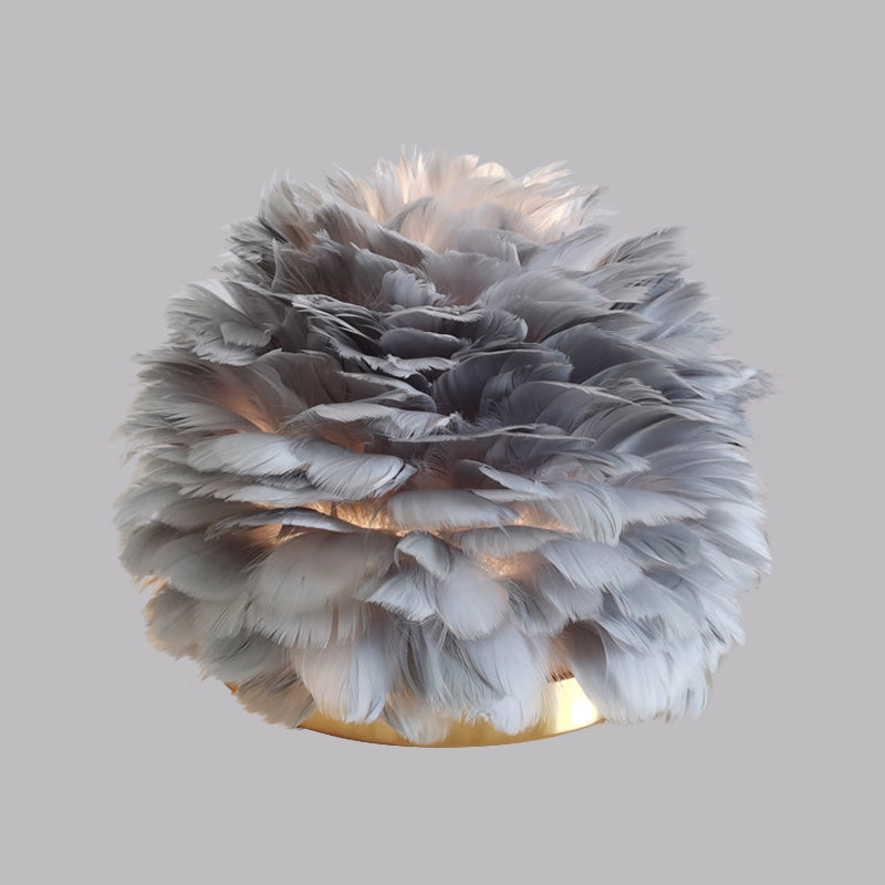 Feathered Flower Blossom Bedside Lamp - Modern Stylish Night Light (Pink/Apricot/White)