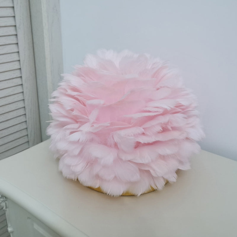 Feathered Flower Blossom Bedside Lamp - Modern Stylish Night Light (Pink/Apricot/White) Pink