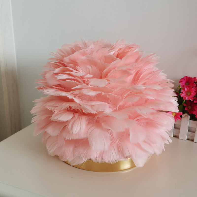 Feathered Flower Blossom Bedside Lamp - Modern Stylish Night Light (Pink/Apricot/White) Apricot