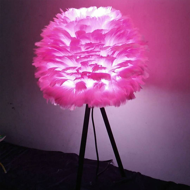 Feather Night Light Nordic Table Lamp - 1-Light White/Red/Pink With 3-Leg Stand Black/White