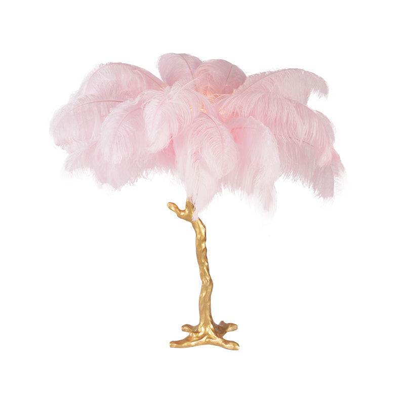 Coconut Tree Night Lamp: Modern Pink Feather Table Light For Creative Living Room Decor