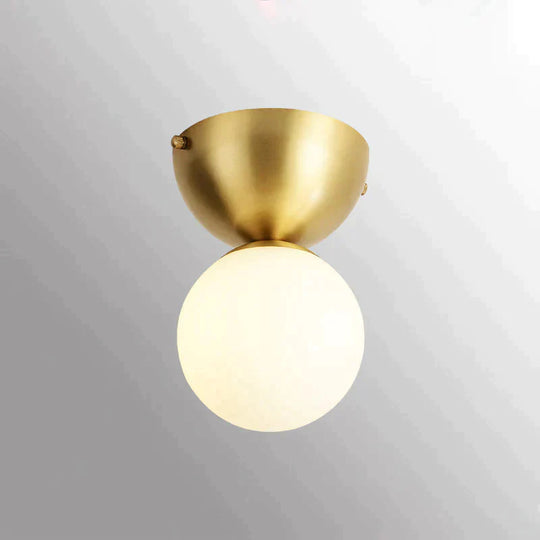 Nordic Minimalist Hall Brass Ceiling Lamp B Tricolor Light