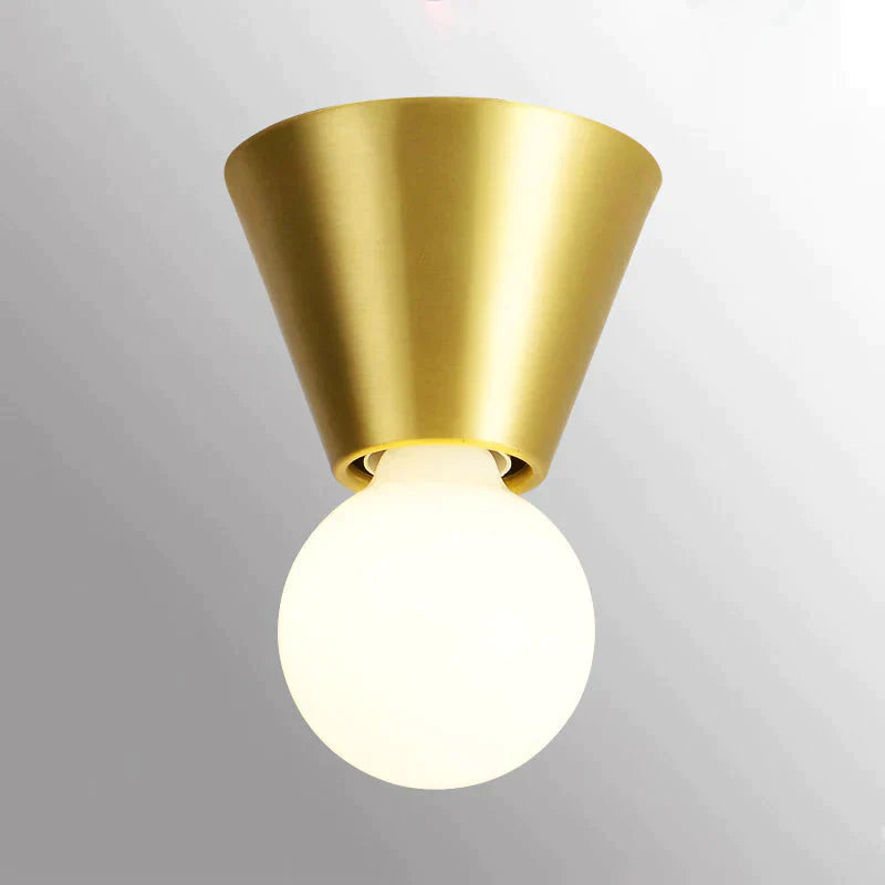 Nordic Minimalist Hall Brass Ceiling Lamp A Tricolor Light