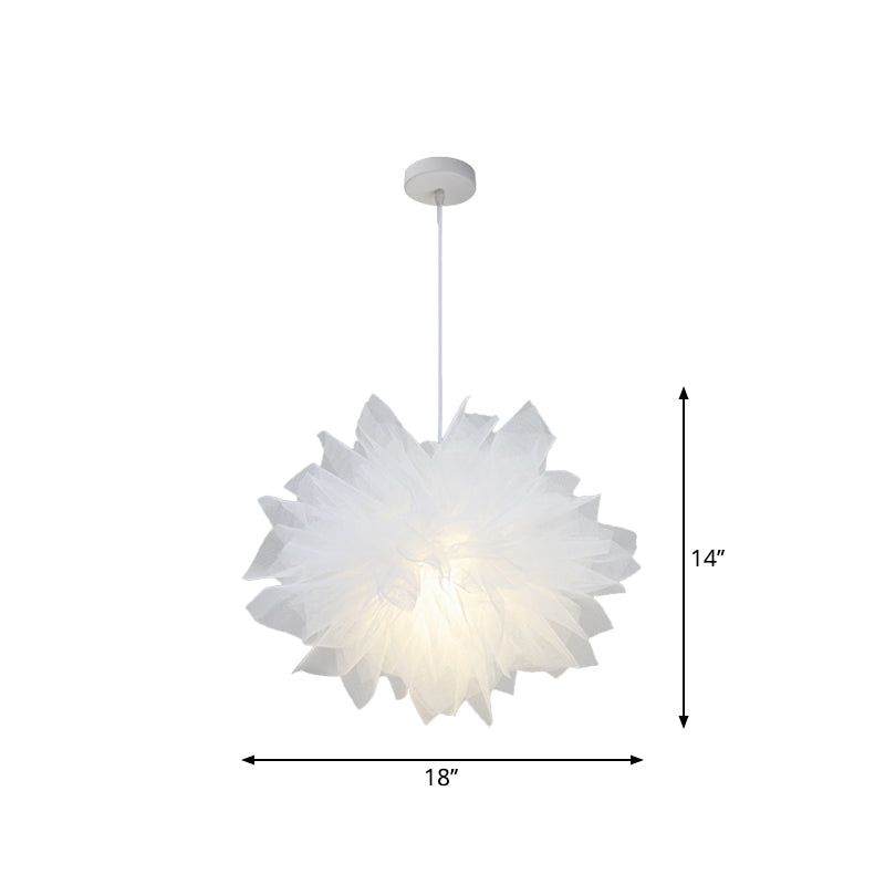 Nordic Pendant Light Kit - Single Bedroom Suspension Lighting in White with Tree, Crown, and Floral Design