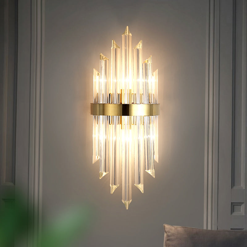 Gold Modern Wall Sconce Lamp With Crystal Shade - 1 2 Or 3 Bulb Options