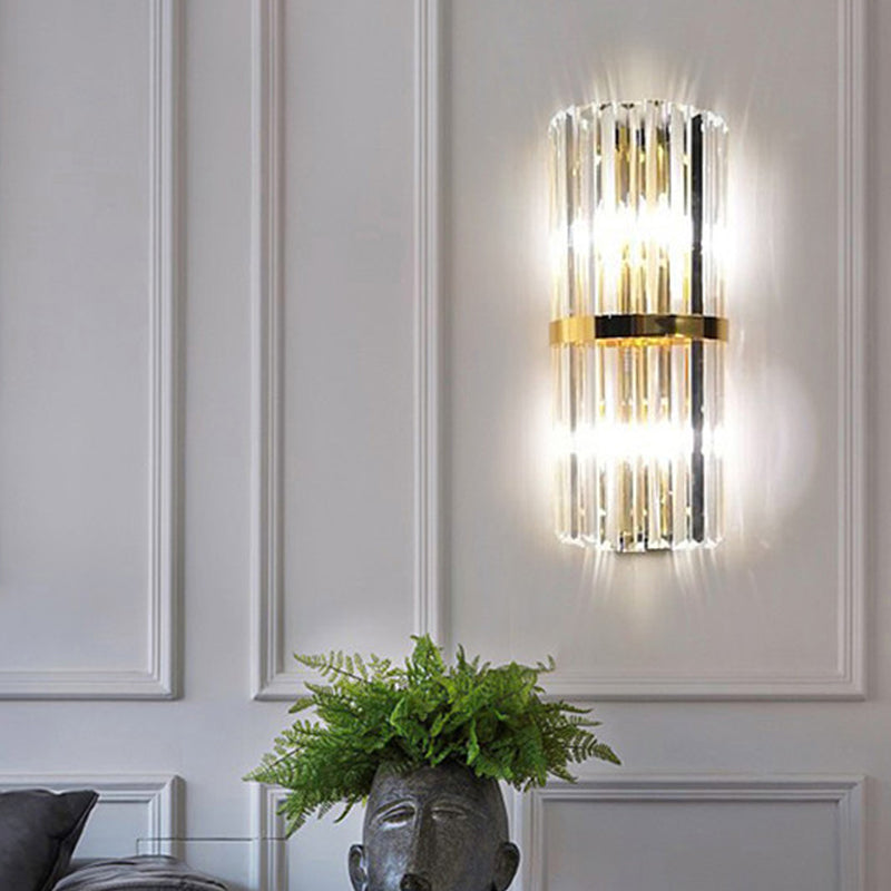 Gold Modern Wall Sconce Lamp With Crystal Shade - 1 2 Or 3 Bulb Options / A