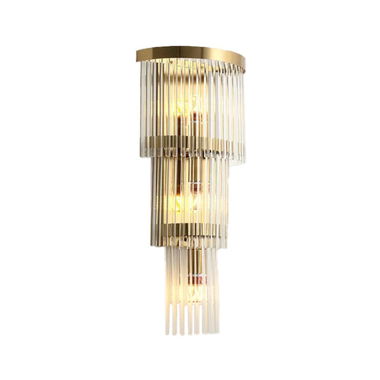 Gold Modern Wall Sconce Lamp With Crystal Shade - 1 2 Or 3 Bulb Options / D