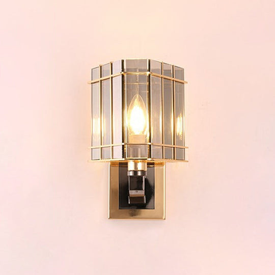 Gold Crystal Bedside Wall Sconce With 2/3 Tiers And 1/3 Light - Postmodern Triangle Design