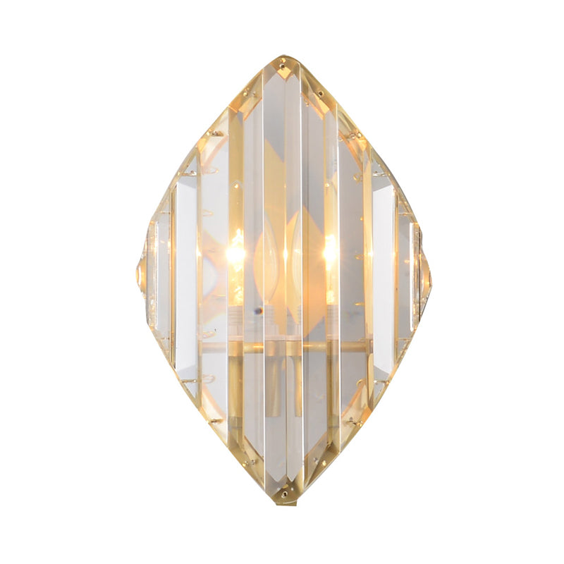 Gold Crystal Rhombus Wall Mount Lamp: Post-Modern 1/2-Bulb Lighting Fixture