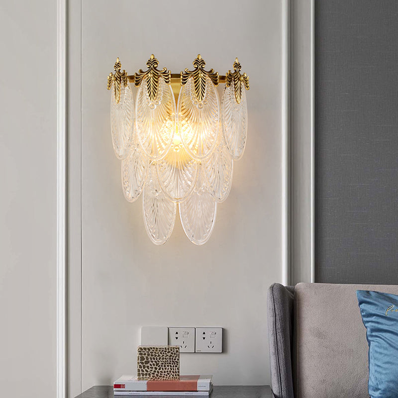 Postmodern Oval Glass Wall Sconce Light Fixture With Gold Finish