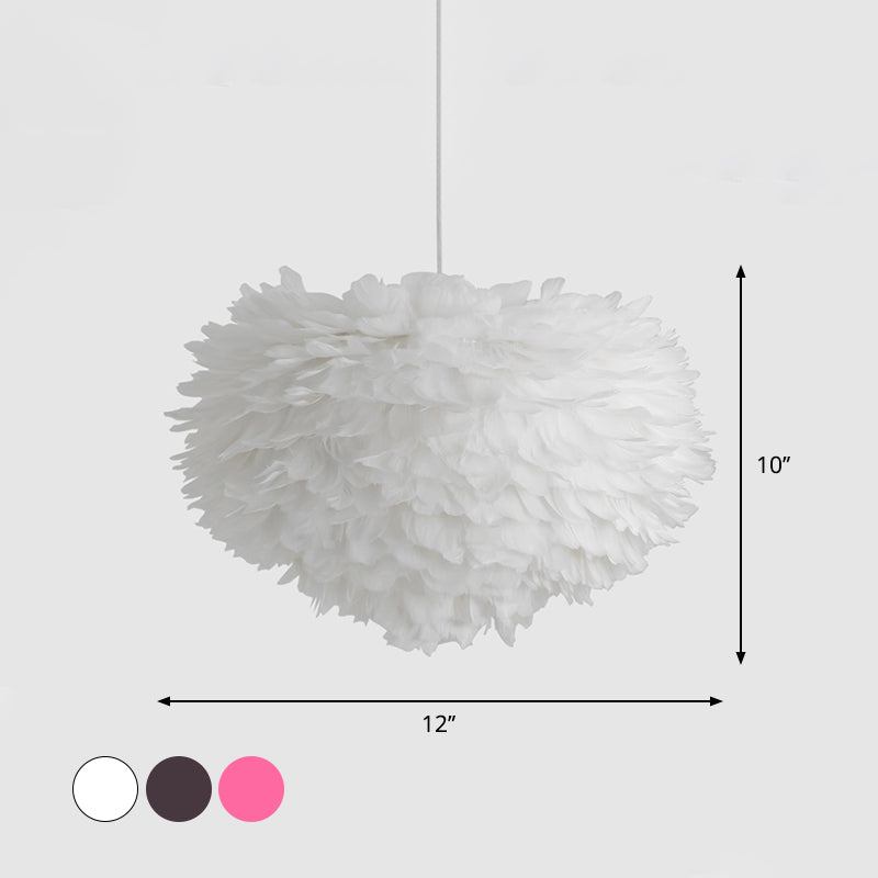 Grey/White/Pink Feather Pendant Lamp for Bedroom - Elegant & Minimalist