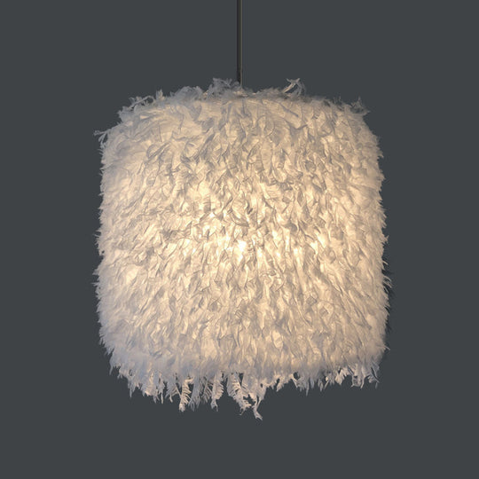Pink & White Feather Pendant Lamp - Nordic Style