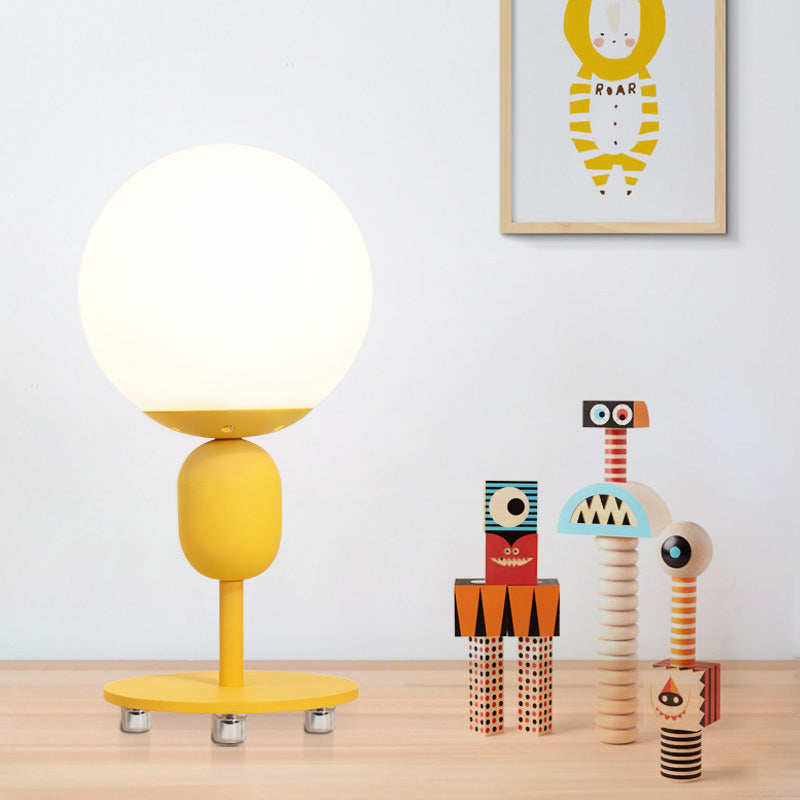 Modern Eye-Caring Desk Light With Orb Shade - Perfect For Childs Bedroom Yellow