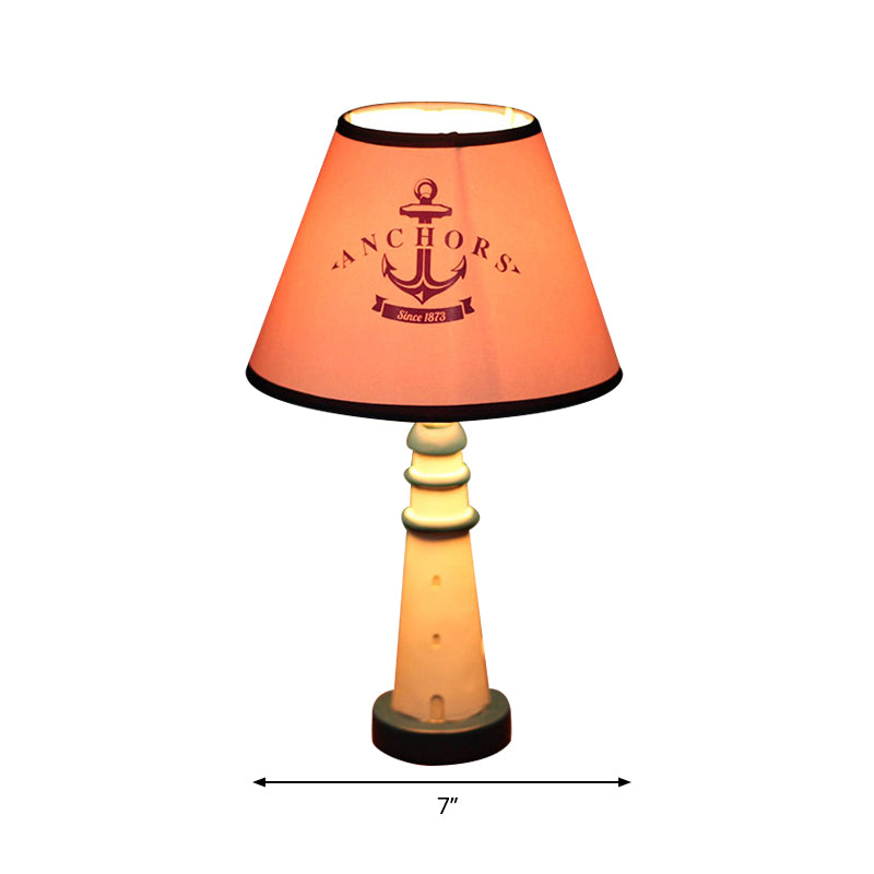 Lighthouse Nautical Desk Lamp: Resin Study Room Light With Plug-In Cord