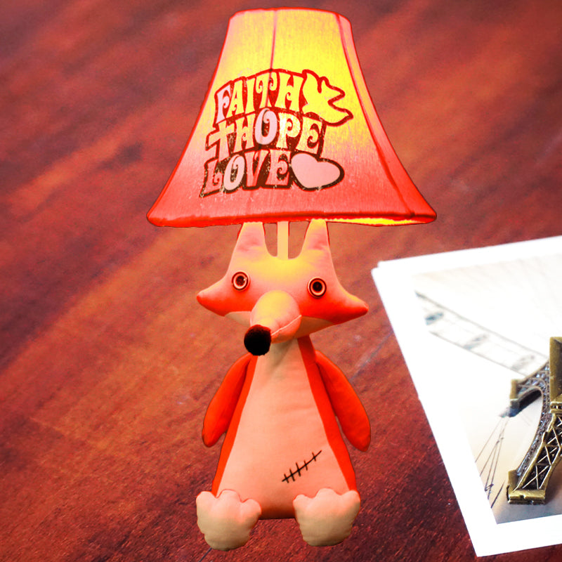 1-Head Cartoon Animal Desk Lamp For Kids Bedroom - Soft Fabric Reading Light Pink / Fox