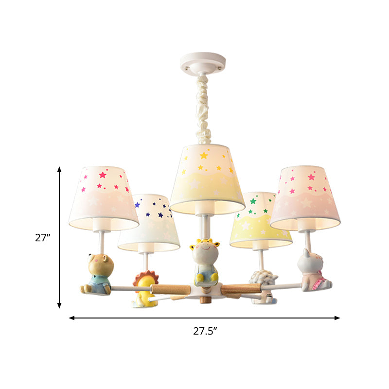 Cartoon Multi-Color Hanging Lamp Fixture - 5-Light Metal Ceiling For Kids Bedroom
