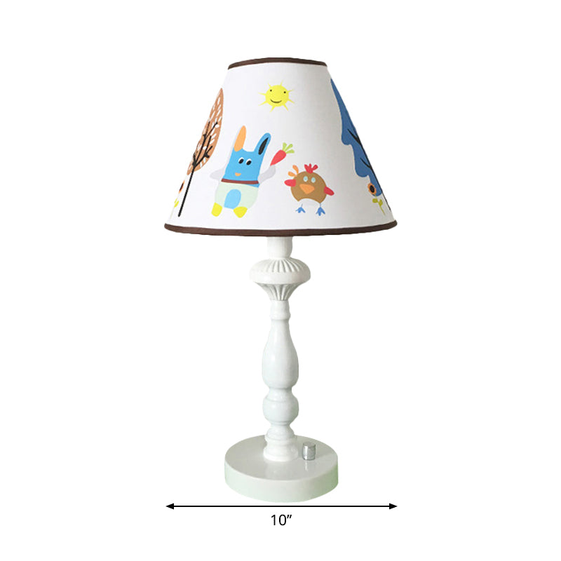White Tapered Shade Desk Lamp With Animal Print - Perfect Kids Reading Light