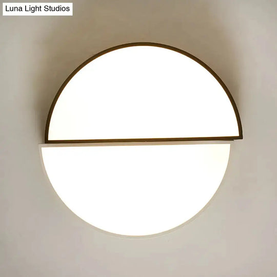 Minimalist Split Round LED Ceiling Lamp - 15"/19" Wide - Black & White