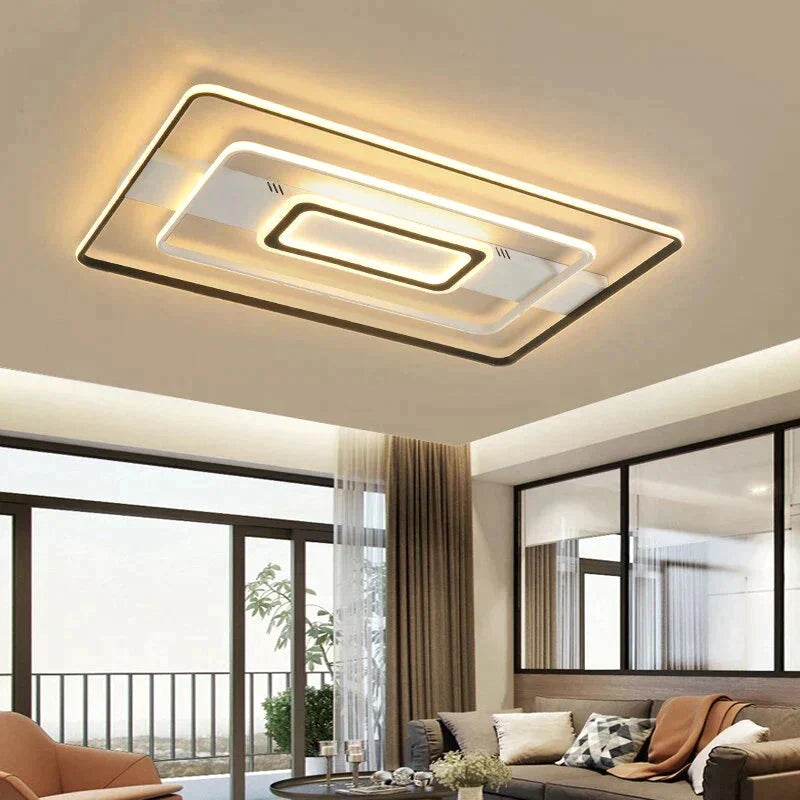 Modern Rectangle/Square/Circle Acrylic Led Ceiling Light White Color Black Remote Control For Living